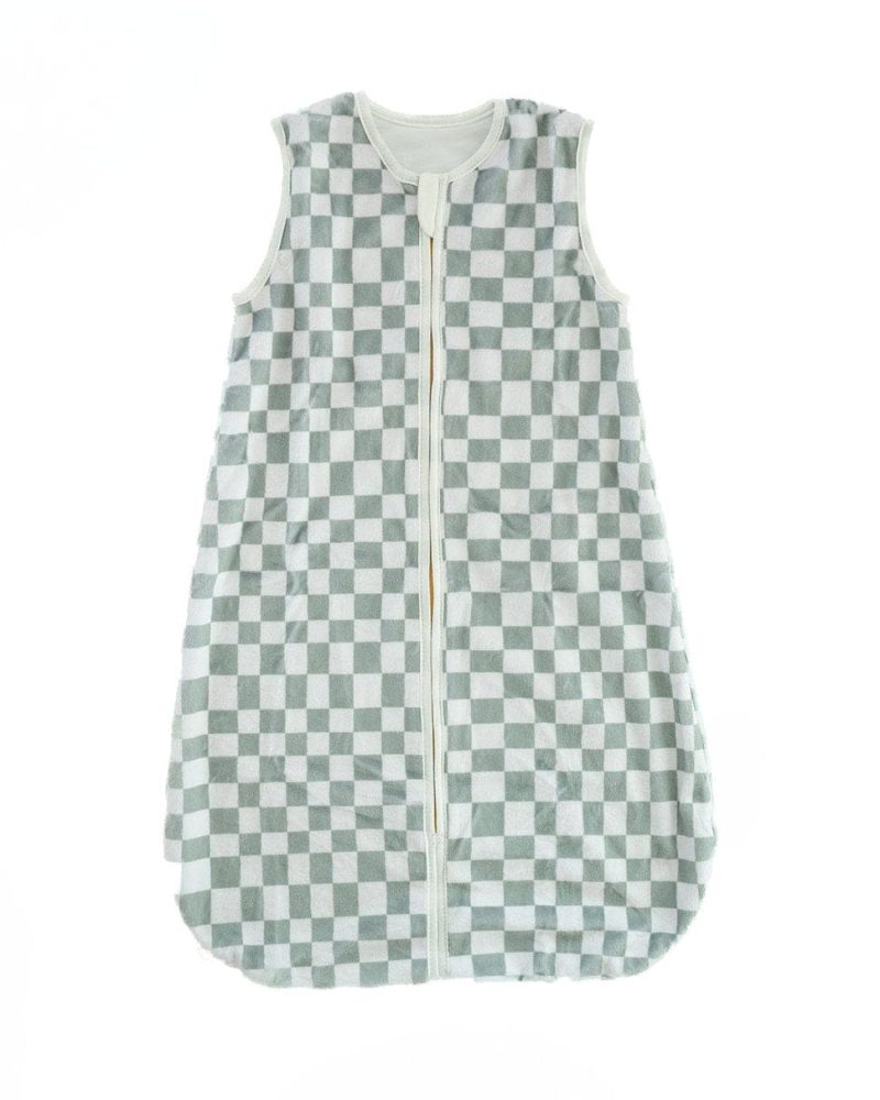 Sage Check Wearable Minky Blanket