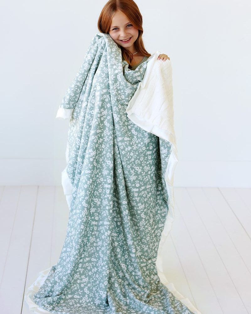 Dainty Floral Sage Blanket