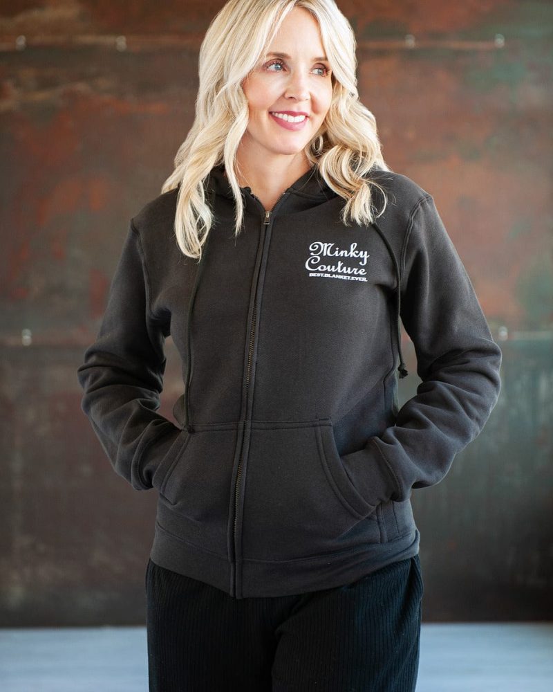 Minky Couture Zip Hoodie- Black