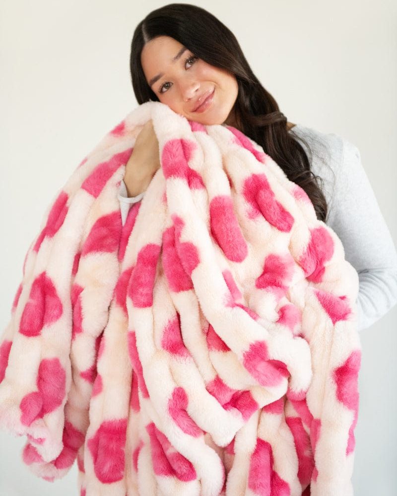 Hugs Heart Pink Blanket