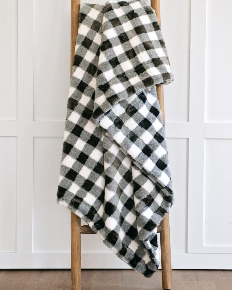 Gingham Check Charcoal Blanket